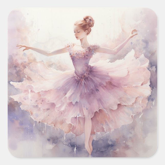Dainty Sugar Plum Fairy Nutcracker Magic Square Sticker (Front)