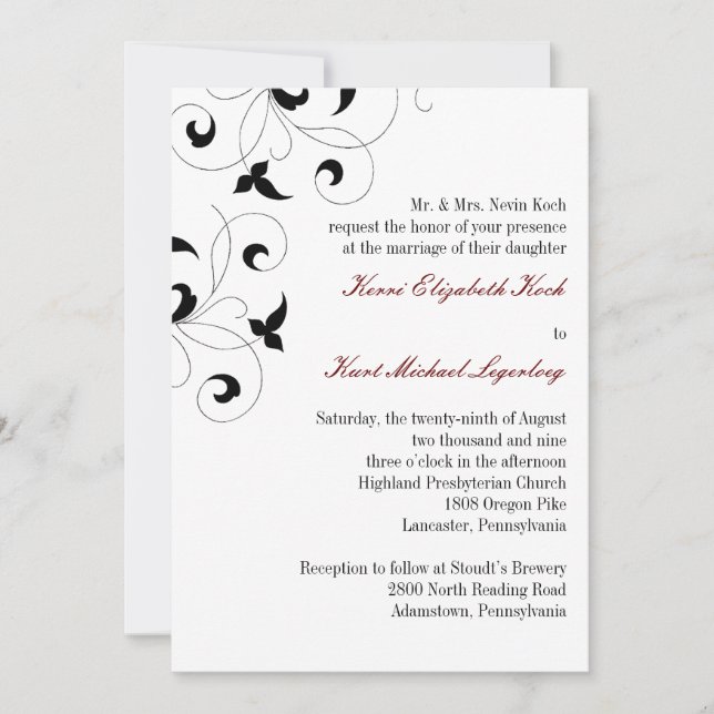 Dainty Vine Wedding Invitation (Front)