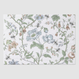 Dainty Vintage Flowers with Honeybees Pastel  Tissue Paper