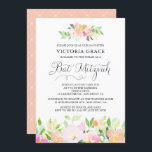 Dainty Watercolor Flowers Bat Mitzvah Invitation<br><div class="desc">An elegant and feminine floral Bat Mitzvah invitation featuring watercolor pastel flowers and whimsical script. This invitation is perfect for spring and summer Bat Mitzvah.</div>