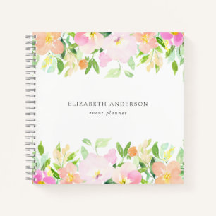Dainty Watercolor Flowers Pastel Floral Notebook