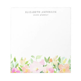 Dainty Watercolor Flowers | Pastel Floral Notepad