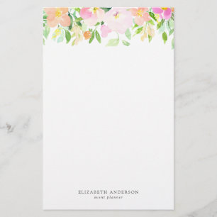 Dainty Watercolor Flowers   Pastel Floral Stationery
