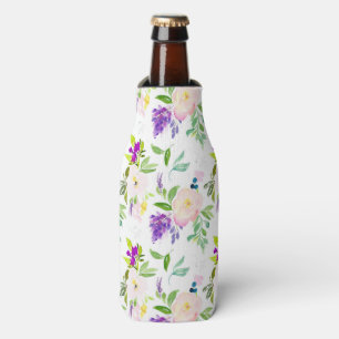Dainty Watercolor Flowers Peonies and Wisterias Bottle Cooler
