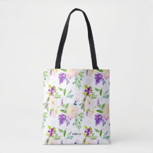 Dainty Watercolor Flowers   Peonies and Wisterias Tote Bag