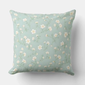 Dainty White Floral Pattern.Modern Outdoor Cushion