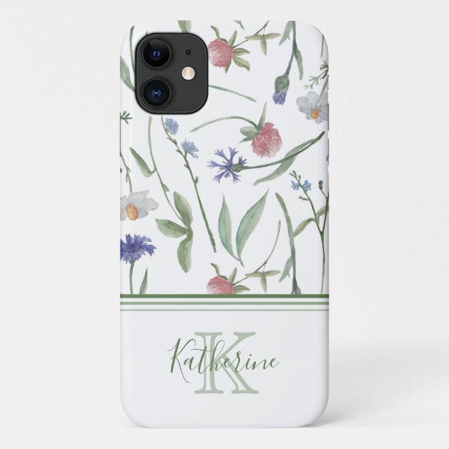 Dainty wild flowers personalised Case-Mate iPhone case (Back)