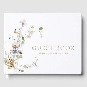 Dainty Wildflower Soft Tan Guest Book