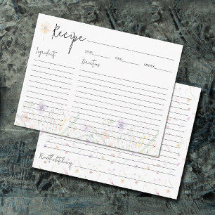 Dainty Wildflowers Bridal Shower Recipe Cards