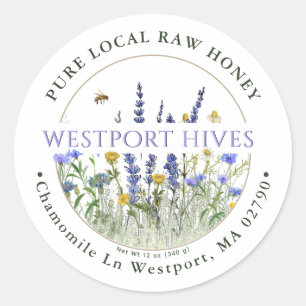 Dainty Wildflowers Honey Label Pure Local Raw 