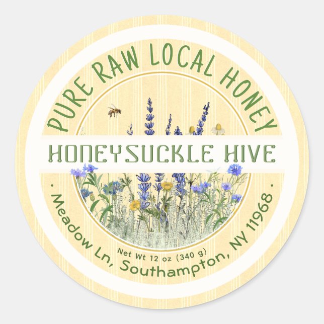 Dainty Wildflowers Honey Label Pure Raw Local (Front)