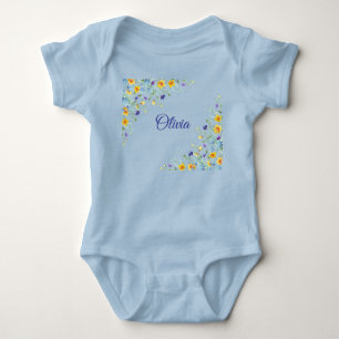 Dainty Wildflowers on blue Baby Bodysuit
