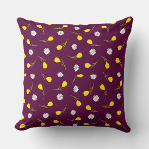 Dainty Yellow Floral Repeat Pattern Art Cushion
