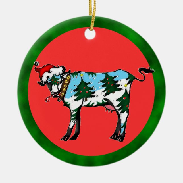 Dairy Christmas Ceramic Tree Decoration (Front)