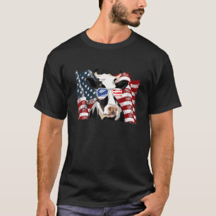 Dairy Cow American Flag 4th Of July For Men Women T-Shirt