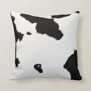 dairy cow black and white spots elegant cushion