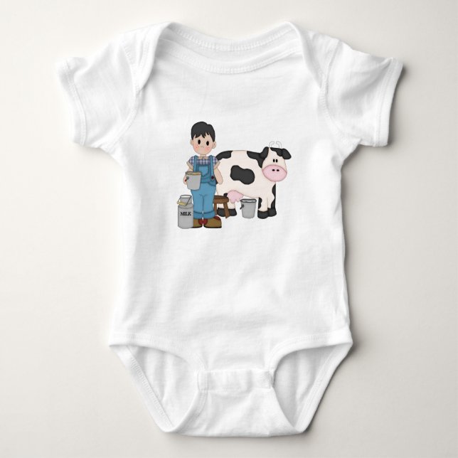Dairy Cow Boy Baby Bodysuit (Front)
