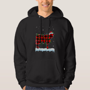 Dairy Cow Christmas Santa Hat Cute Animals Xmas L Hoodie