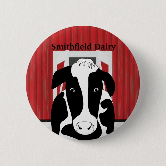 Dairy Cow Farm Barn Custom Button (Front)