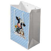 Dairy Cow Happy Birthday Blue 