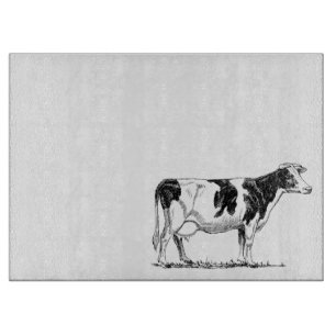 Dairy Cow Holstein Fresian Pencil Drawing Cutting Board