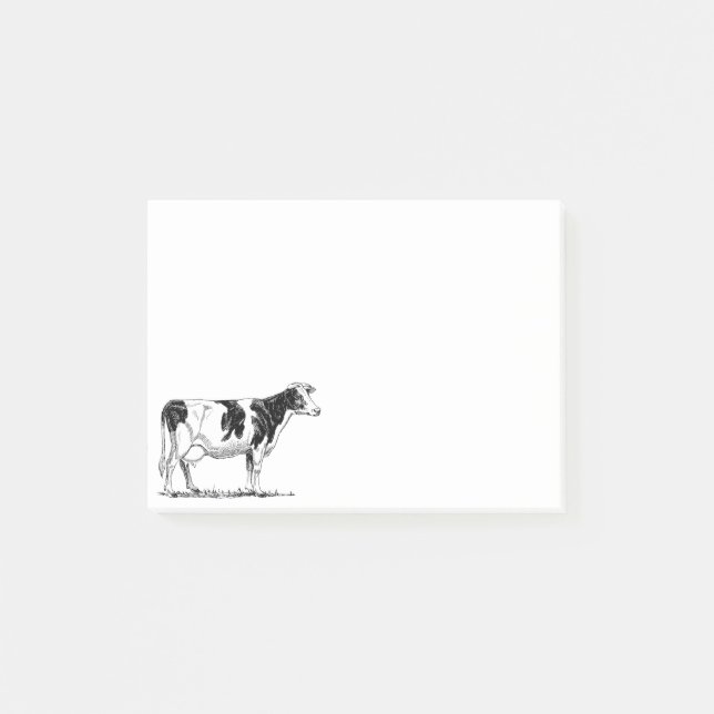 Dairy Cow Holstein Fresian Pencil Drawing Post-it Notes (Front)