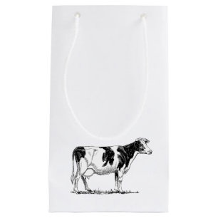 Dairy Cow Holstein Fresian Pencil Drawing Small Gift Bag