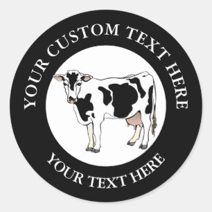 Dairy Cow Icon Logo Custom 3" Classic Round Sticker