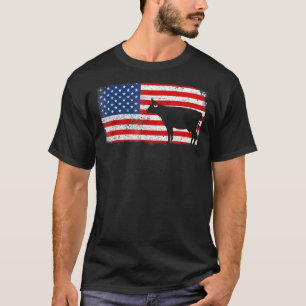 Dairy Cow Patriotic American Flag Vintage T-Shirt