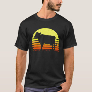 Dairy Cow Retro Farming Ranching Sunset Vintage Fa T-Shirt