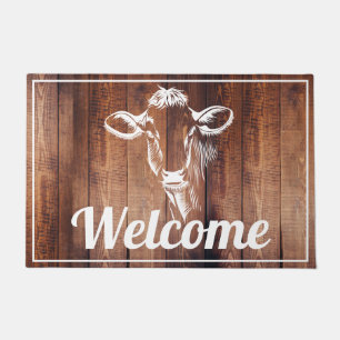 Dairy Cow Rustic Barn Wood Planks - Personalised Doormat
