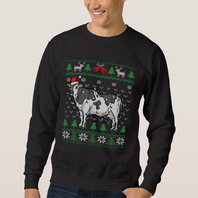 Dairy Cow Santa Claus Dairy Farmers Christmas Cow Sweatshirt (Front)