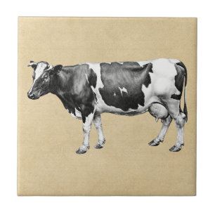 Dairy Cow Sepia Ceramic Tile