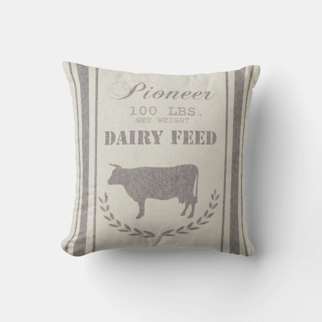 Dairy Feed Grain Sack Cushion (Front)