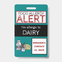Dairy Food Allergy Alert Teal Label