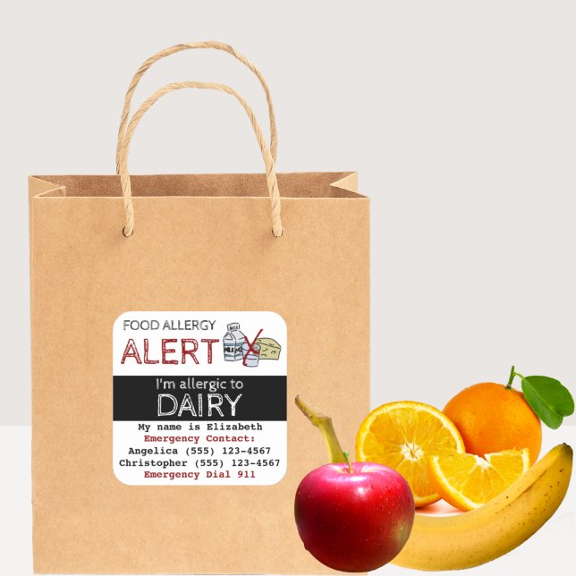 Dairy Food Allergy  Square Sticker (Creator Uploaded)