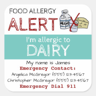 Dairy Food Allergy Sticker Light Teal