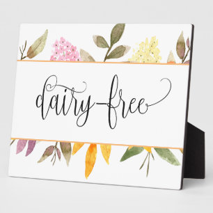 Dairy Free Floral tabletop with easel Plaque
