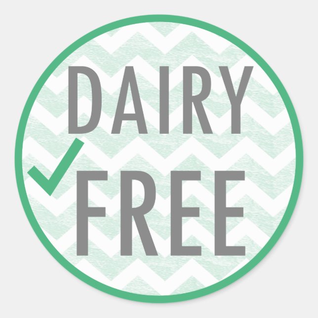 Dairy Free Food Allergy Baking Green Chevron Classic Round Sticker (Front)