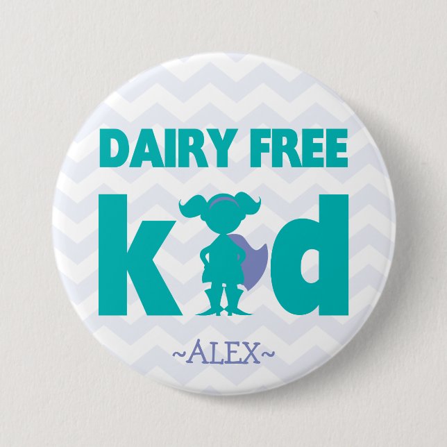 Dairy Free Superhero Girl Button (Front)