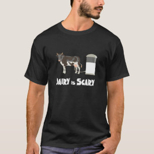 Dairy Is Scary Vegan  Cow In Factory Farming T-Shirt
