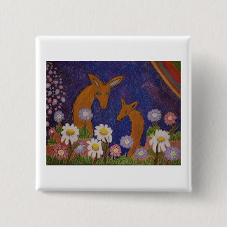 Daises and Deer 15 Cm Square Badge