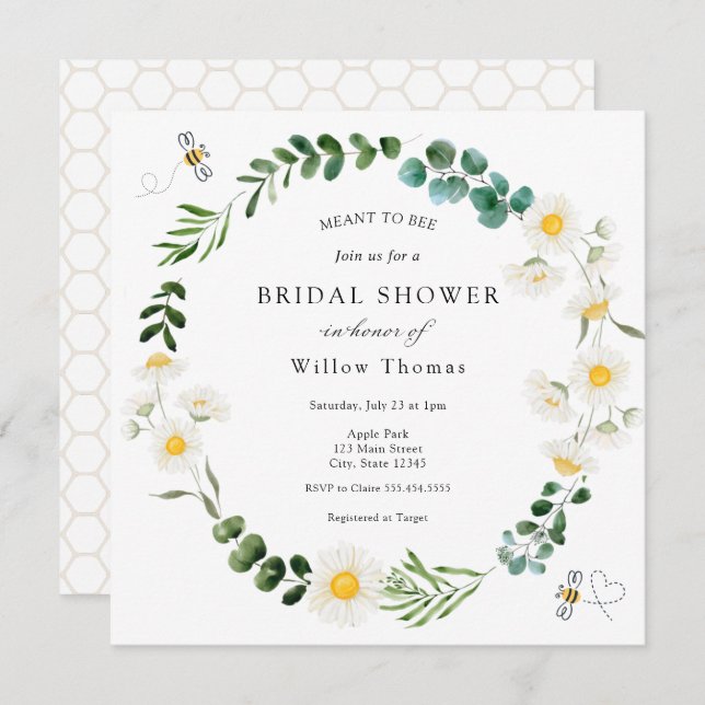 Daisies and Bees Bridal Shower Invitation (Front/Back)
