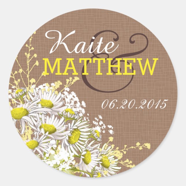 Daisies and Burlap Wedding Label (Front)