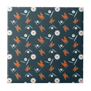 Daisies and Butterflies Ceramic Tile