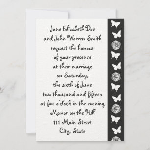Daisies and Butterflies in Black Invitation