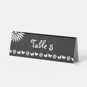 Daisies and Butterflies in Black Table Tent Sign