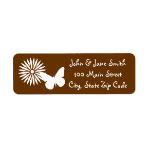 Daisies and Butterflies in Chocolate Address Label Return Address Label