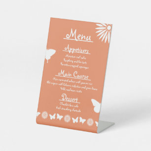 Daisies and Butterflies in Coral Pedestal Sign