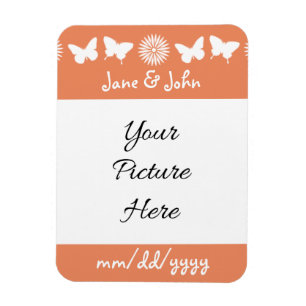 Daisies and Butterflies in Coral Reminder Magnet